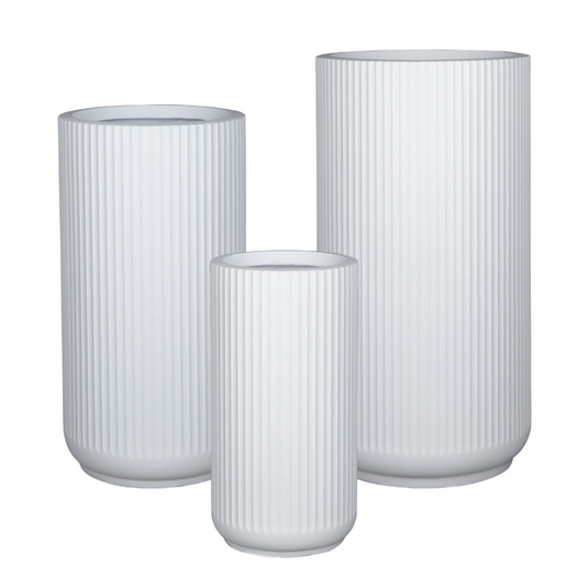 Lined White Fiber Planter