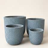Grey Textured Fiber Pot Set – Modern Lightweight Planters