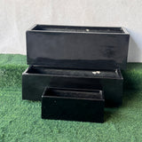 Fiberglass Rectangular Long Black Pot