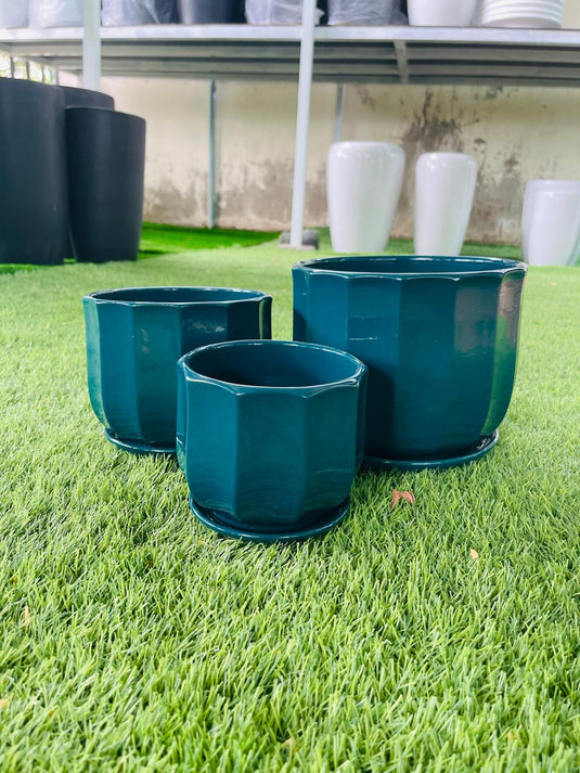 Ceramic Low Pot (Green)