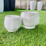 Ceramic Low Round Pot (White)