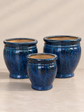 Blue Glazed Ceramic Pot in small, medium and large, cobalt drip glaze