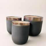 Ceramic Black Pot w/ Golden Lines