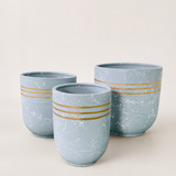 Ceramic Sky Blue w/ Golden Stripe Pot