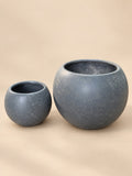 Crackle Globe Planter in slate grey, small and large sizes