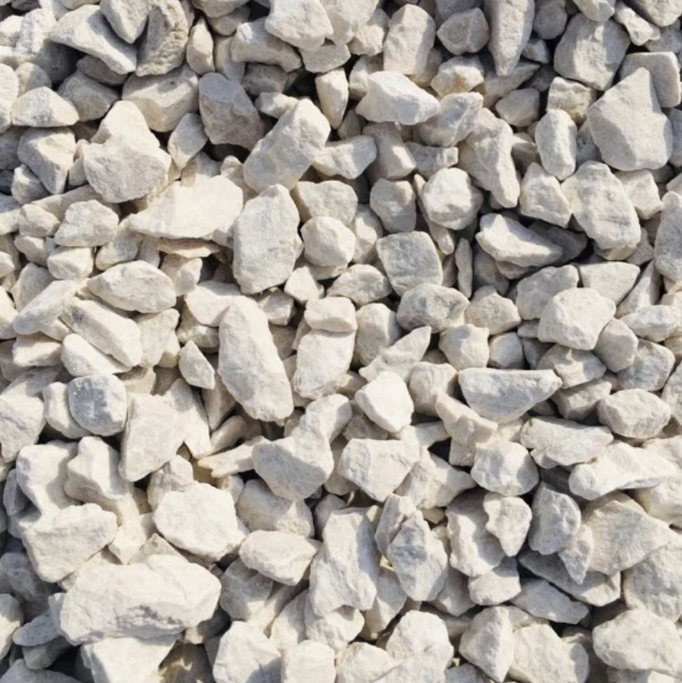 White gravel stones with rough, irregular rock pieces
