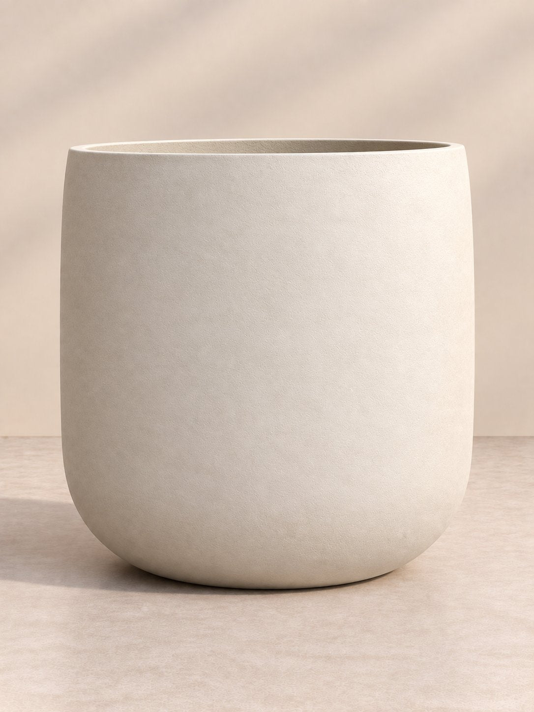 Round Bowl Planter in cream, large fiberglass planter