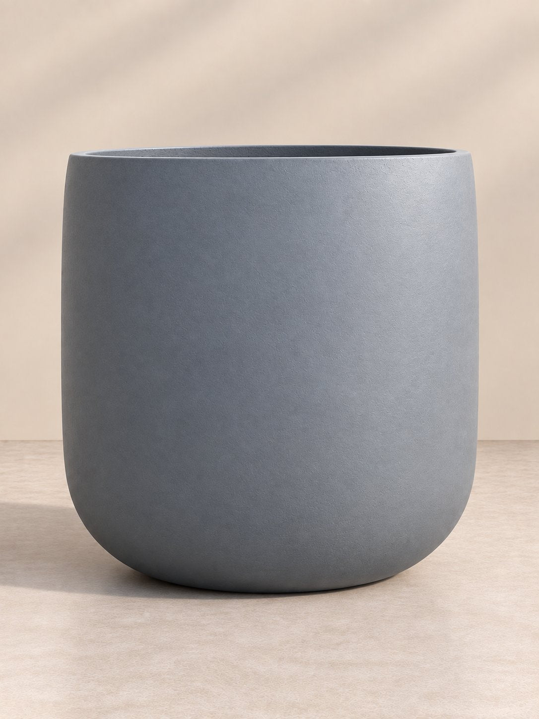 Round Bowl Planter in slate grey, large fiberglass planter