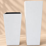 Tapered Square Tall Planter (White)