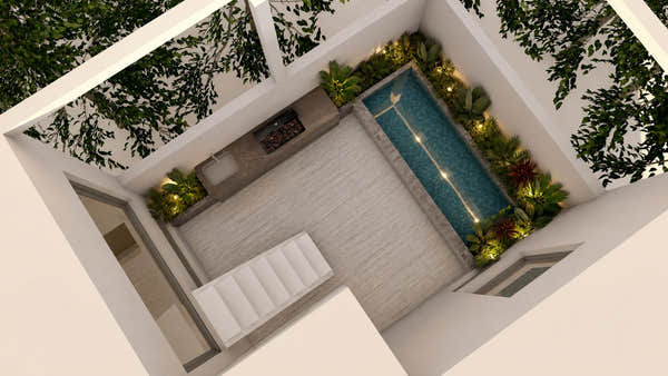 The same courtyard in 3D