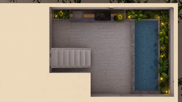 The 2D layout, drawn to scale
